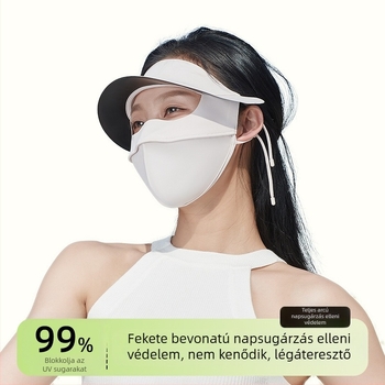 Nyári fekete gumi karimás Gini nejlon jégselyem napvédő maszk nőknek UPF50 lélegző lovagló napvédő maszk