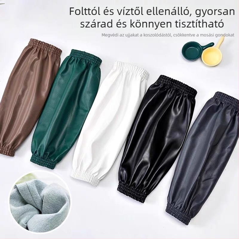 Vízálló és olajálló PU férfi és női ujjak, felnőtt munkás- és házimunkát végző takarítóknak, lerakódásgátló vászonhüvely, fekete