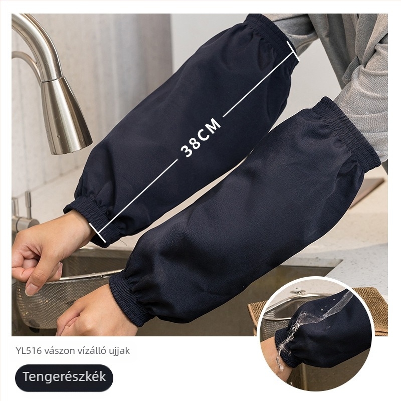 Vízálló és olajálló PU férfi és női ujjak, felnőtt munkás- és házimunkát végző takarítóknak, lerakódásgátló vászonhüvely, fekete