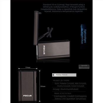 Focus Cigarette Box 10 db-os Durva Cigarette Box Automatikus Fújás Füst Ultra Vékony Alumínium Műanyag Cigarette Box Feliratozás