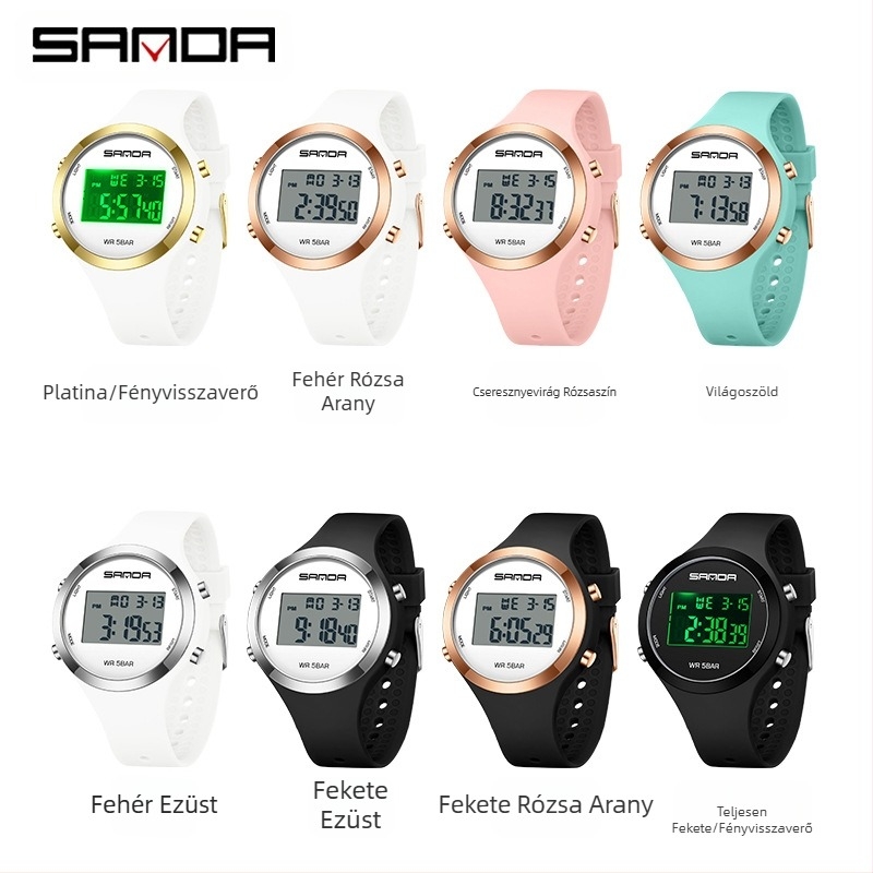 Sanda Student Watch Élő robbanások Tizenéves ébresztőóra Multifunkciós óra Divatos világító vízálló elektronikus óra