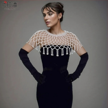 Youlapan Sg47 Export Nehézipari Han-dinasztia Felhő Váll Kiegészítők Gyöngyös Cheongsam Kivágott Gyöngy Rojtos Kendő Rövid