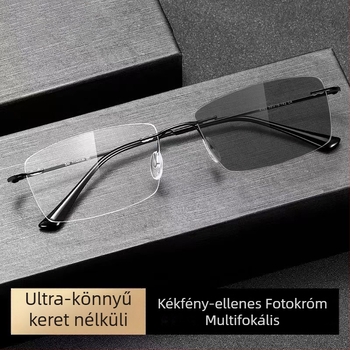 Fotokromatikus, kék fény elleni védelemmel ellátott olvasószemüveg középkorú és idős férfiaknak, progresszív, többfókuszos olvasószemüveg, ultrakönnyű, keret nélküli olvasószemüveg