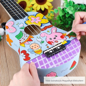 barkács kis gitár gyerekeknek 21 hüvelykes ukulele kézzel készített anyagtáska fa hangszer játék festett graffiti nagykereskedelem