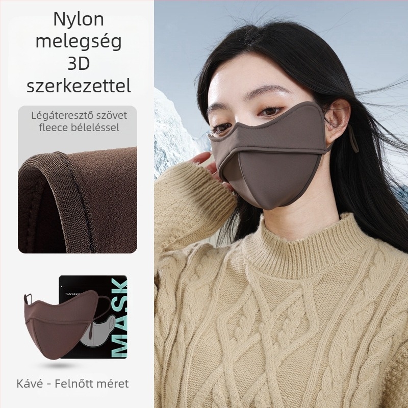 Nejlon hővédő maszk őszi és téli használatra 5D orrnyereg csíkkal, polár béléssel, háromdimenziós, uniszex, szél- és hidegálló, kerékpározáshoz és síeléshez alkalmas, közvetlenül a gyárból
