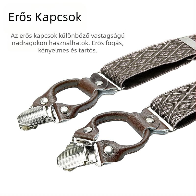 Határokon átnyúló ellátású bőr férfi pántos, erős felnőtt Y alakú öltöny, brit hatkapcsos nadrágtartó, nagykereskedelem