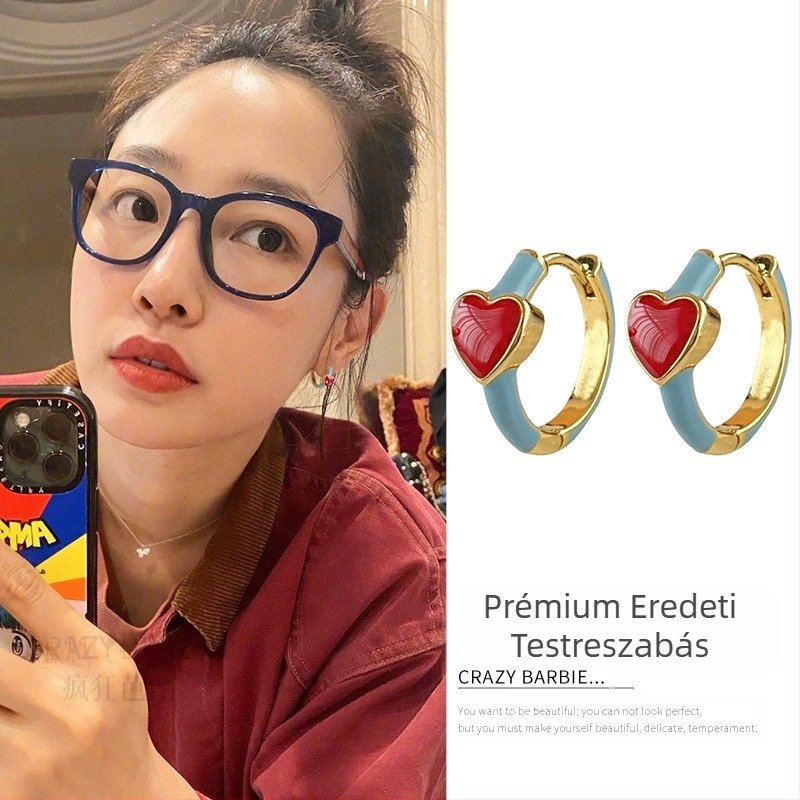 Bai Baihe gyengéd zománcozott fülbevaló csatja, könnyű luxus niche dizájn, fejlett érzékű internetes hírességek fülbevalói, női őszi fülbevalók