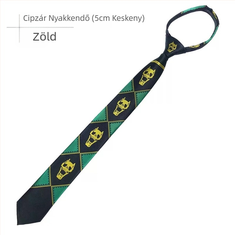 Koponya nyakkendő japán kiadás JOJO Kira Yoshio JK Anime Zipper kézjáték Csodálatos kaland Karácsony Halloween