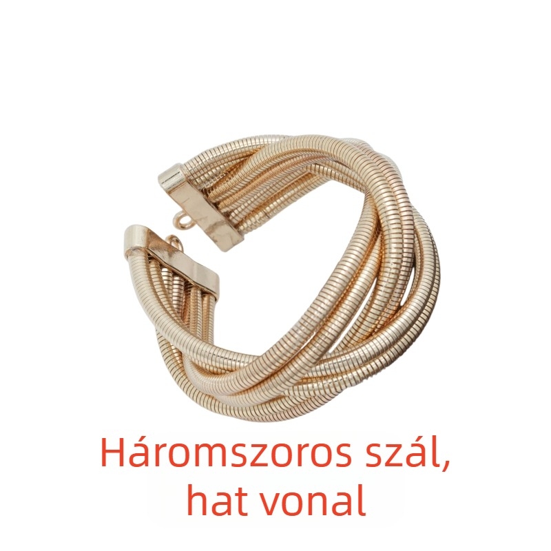 Amazon Hot Sale európai és amerikai eltúlzott nyaklánc személyre szabott kígyócsont többrétegű háromsoros tekercses csat punk fém nyaklánc