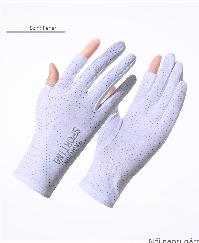 Nyári napvédő jég selyemkesztyű női vékony anti-ultraibolya rugalmas lovaglókesztyű csúszásmentes vezetés elvitelre két ujjal