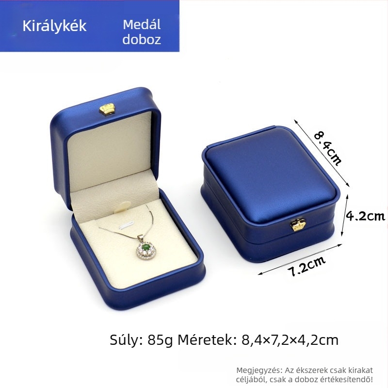 Korona Pu gyűrű nyaklánc medál karkötő ékszer csomagoló doboz könnyű luxus bőr derékékszer ajándékdoboz