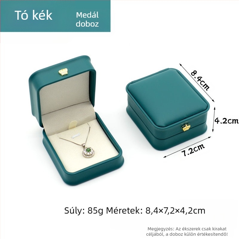 Korona Pu gyűrű nyaklánc medál karkötő ékszer csomagoló doboz könnyű luxus bőr derékékszer ajándékdoboz