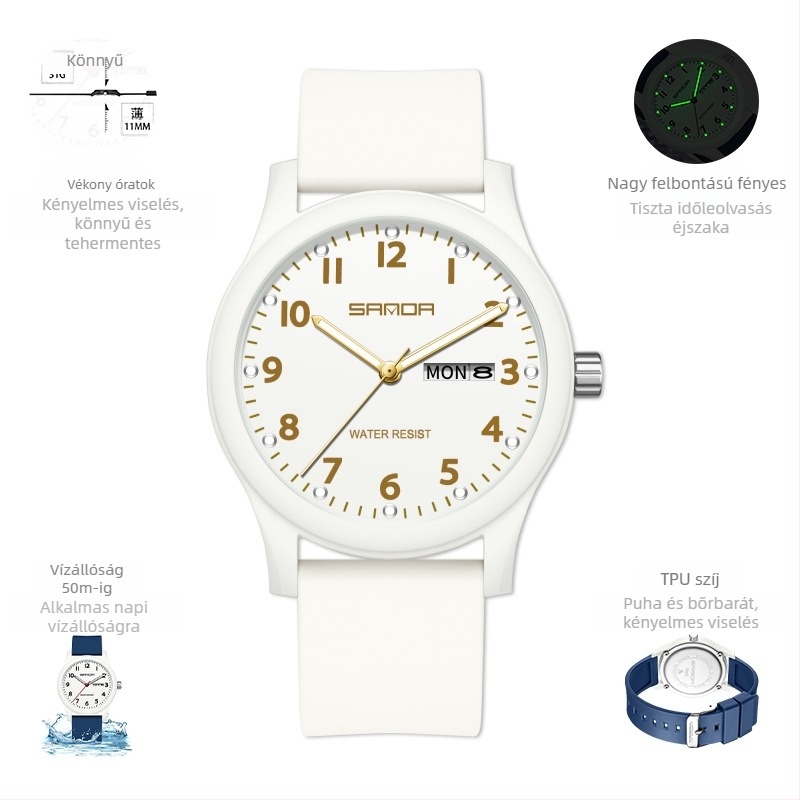 Karórák Páros kis karóra naptárral Tizenévesek és diákok Trendi divatos, minden mérkőzésre alkalmas kreatív elektronikus kvarcóra