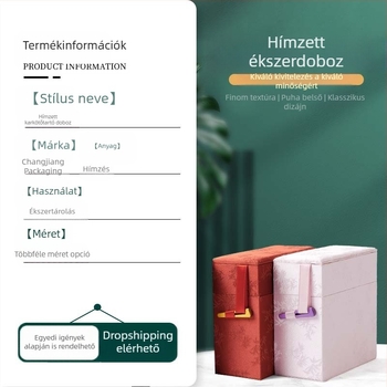 Kínai stílusú klasszikus brokát ékszerdoboz karkötők, gyöngyök és jade számára