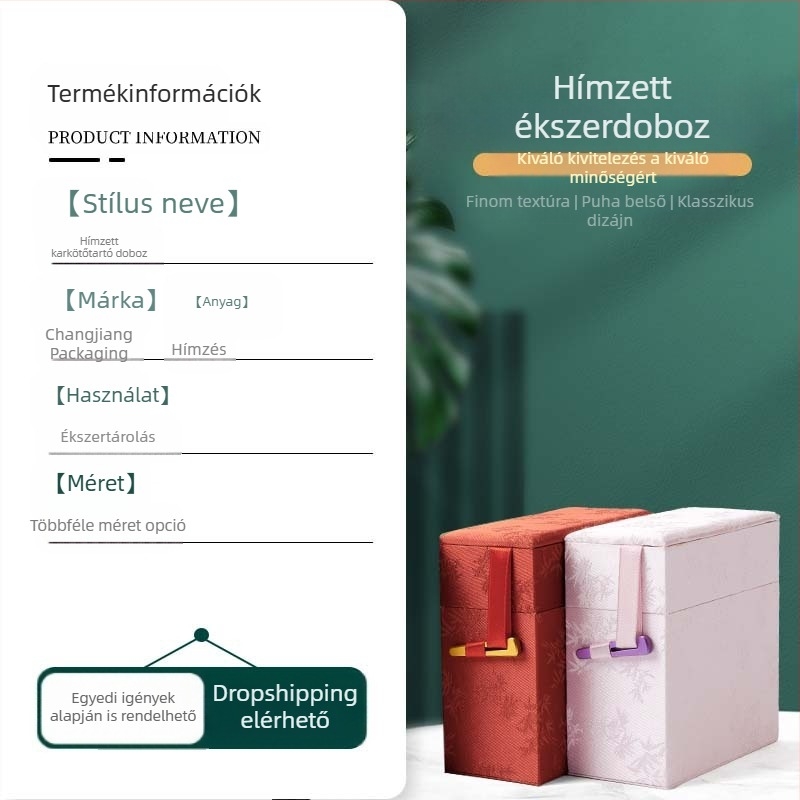 Kínai stílusú klasszikus brokát ékszerdoboz karkötők, gyöngyök és jade számára
