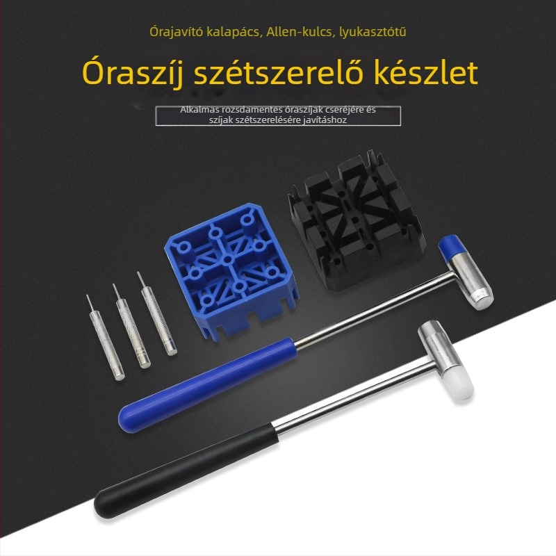 5 az 1-ben szétszerelő óra acélszíjas kombinációs öltöny kalapács rizs alakú ülés lyukasztó tű szétszerelő szerszám öv szétszerelő szerszám csomagolás nélkül