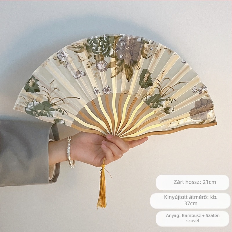 Antik összecsukható ventilátor, kínai stílusú nyári ventilátor, Hanfu Cheongsam, új, kínai stílusú mini összecsukható ventilátor, hordozható