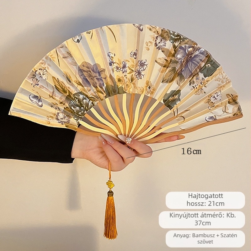 Antik összecsukható ventilátor, kínai stílusú nyári ventilátor, Hanfu Cheongsam, új, kínai stílusú mini összecsukható ventilátor, hordozható