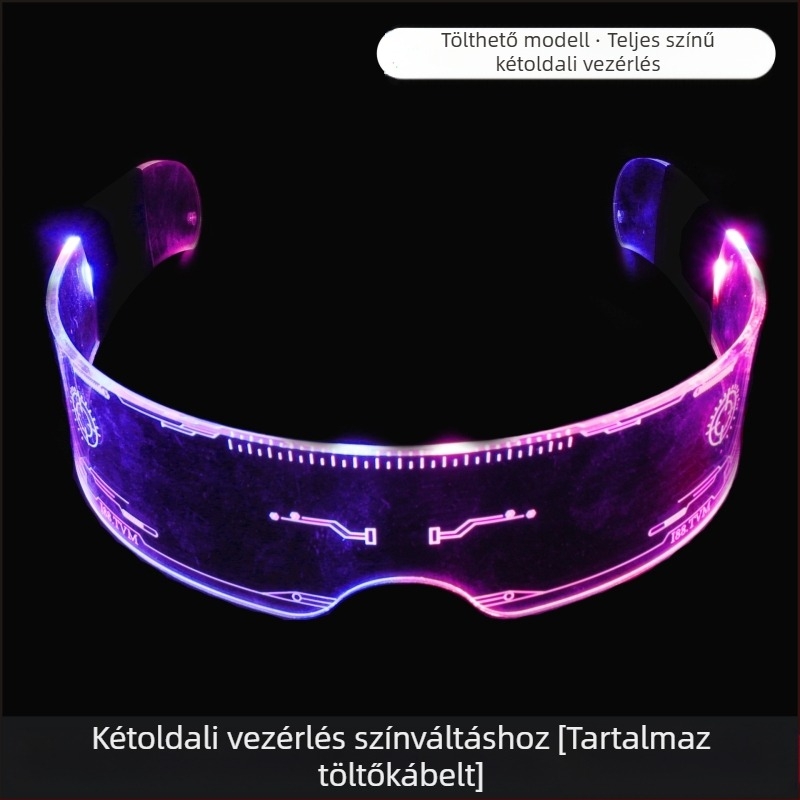 Új technológiai érzékkel ellátott világító játék, kettős vezérlésű, színes színváltós vaku szemüveg, diszkó party kellékek férfiaknak