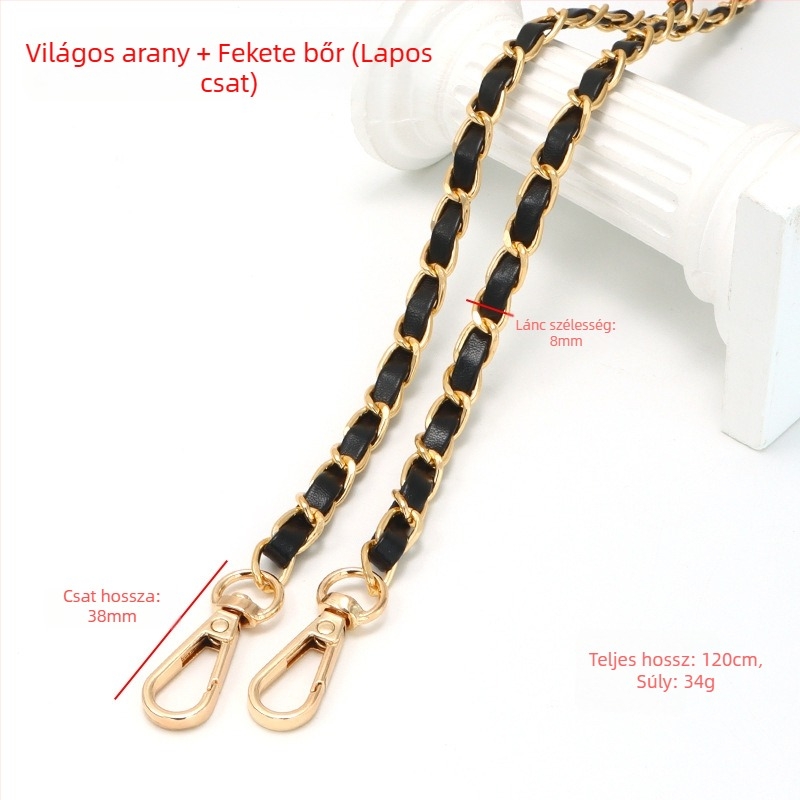 Új alumínium láncos bőr táska fém nyakpántos Chanel stílusú vállpántos PU bőr keresztpántos táska