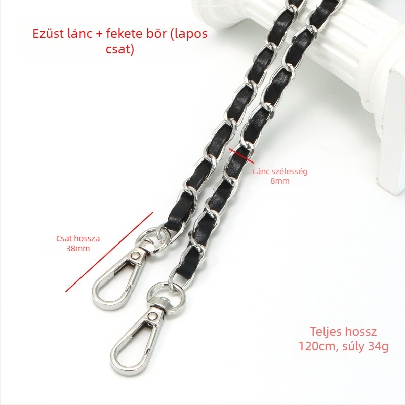 Új alumínium láncos bőr táska fém nyakpántos Chanel stílusú vállpántos PU bőr keresztpántos táska