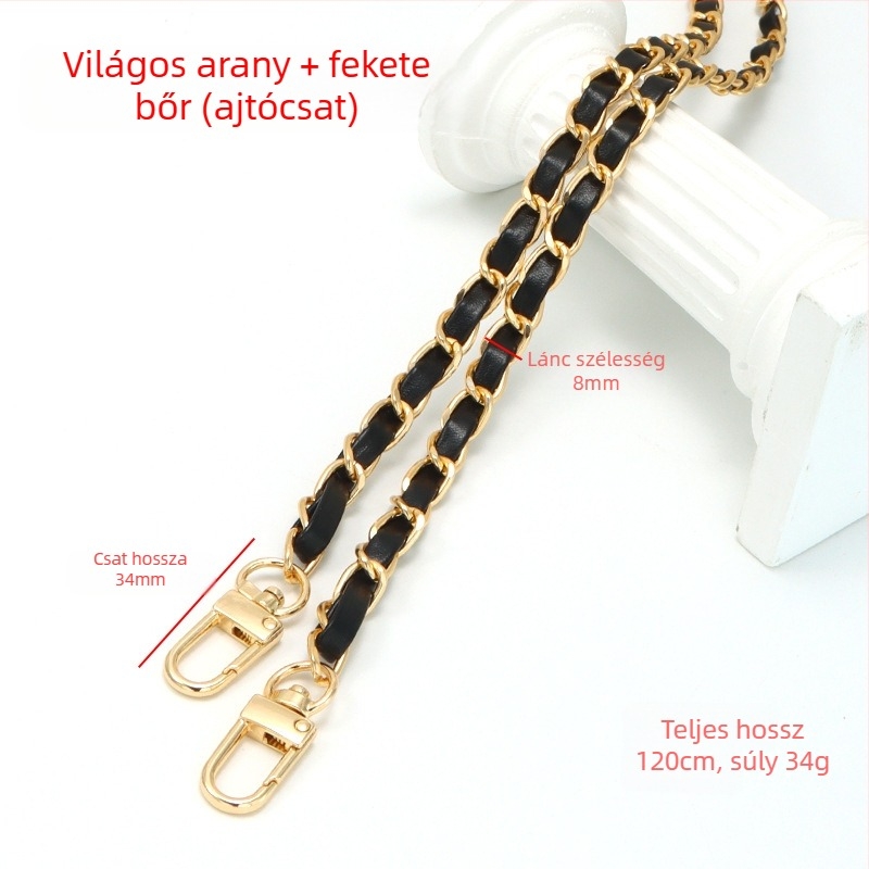 Új alumínium láncos bőr táska fém nyakpántos Chanel stílusú vállpántos PU bőr keresztpántos táska