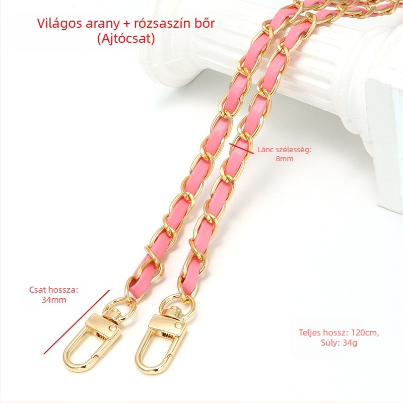 Új alumínium láncos bőr táska fém nyakpántos Chanel stílusú vállpántos PU bőr keresztpántos táska