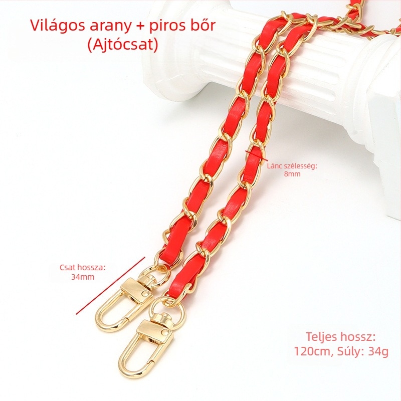 Új alumínium láncos bőr táska fém nyakpántos Chanel stílusú vállpántos PU bőr keresztpántos táska