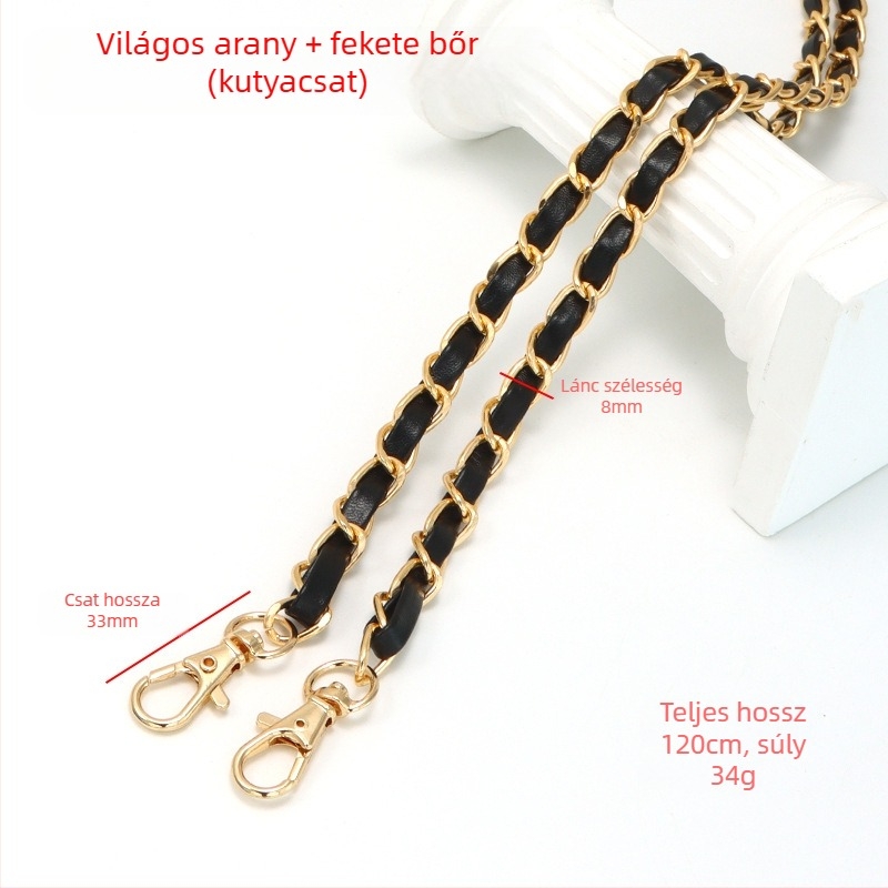 Új alumínium láncos bőr táska fém nyakpántos Chanel stílusú vállpántos PU bőr keresztpántos táska