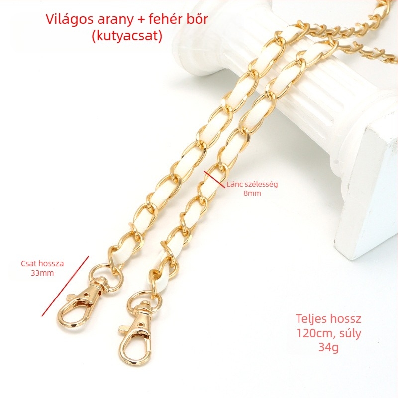 Új alumínium láncos bőr táska fém nyakpántos Chanel stílusú vállpántos PU bőr keresztpántos táska