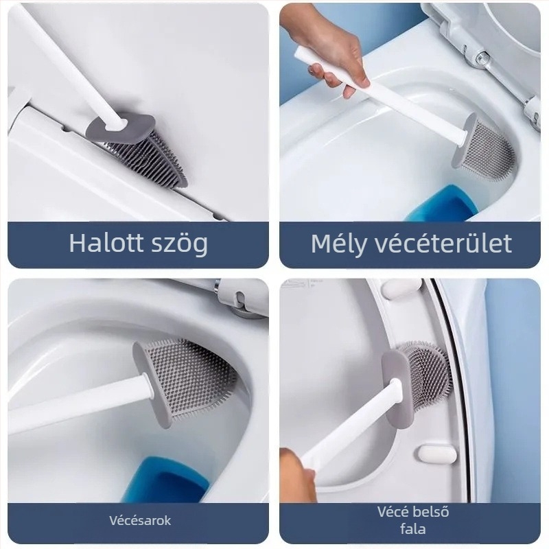 Nincs holtszögű WC-kefe Háztartási WC Falra szerelhető WC-kefe Eszköztisztító Szilikon WC-kefe