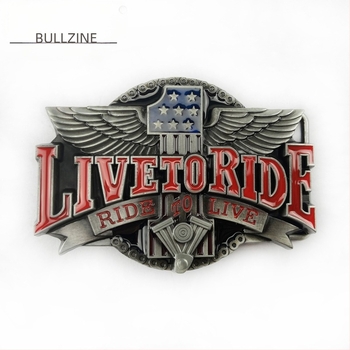 BULLZINE cinkötvözetből készült Western Denim motoros övcsat 02491 retró, hétköznapi divatos övcsat