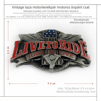 BULLZINE cinkötvözetből készült Western Denim motoros övcsat 02491 retró, hétköznapi divatos övcsat