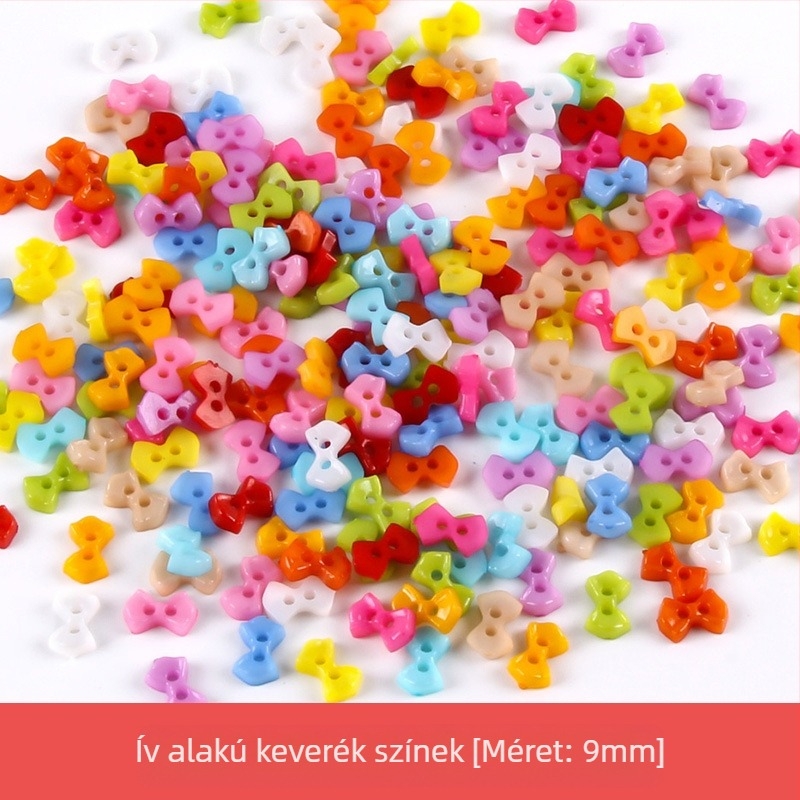 Műanyag kis gomb, mini színes, kézzel készített, barkácsolt rajzgomb, szilvavirág gomb, őszibarack szív, ötágú csillag kis gomb, 6 mm
