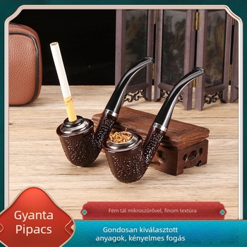 Forró eladású kezdő gyakorló gyantapipa cigaretta kettős felhasználású klasszikus ívelt fém pipafej, kivehető és mosható, közvetlenül raktáron, nagykereskedelemben