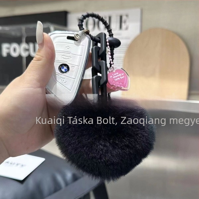 Szilikon szív alakú műnyuszi szőrme szerelmes lánc kulcstartó hátizsák medál pár dekoráció autó plüss kézzel készített medál