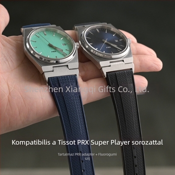PRX Super Player sorozatú dupla kapcsolós adapterhez, fluoridos gumi porálló szíj, konvex 12 mm-es apa szíj