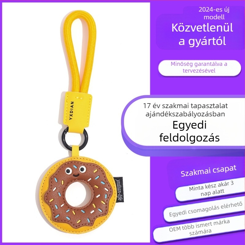 Eredeti valódi kreatív bőr fánk kulcstartó lányoknak iskolatáska medál rajzfilm aranyos stílusú medál nagykereskedelem