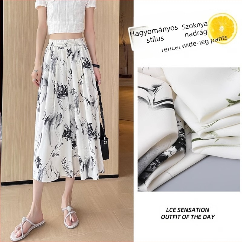 Jégselyem culotte nőknek – nyárra, vékony, laza szabású, chiffon, napsugár elleni védelem, széles szárú, plusz és kisebb méretek
