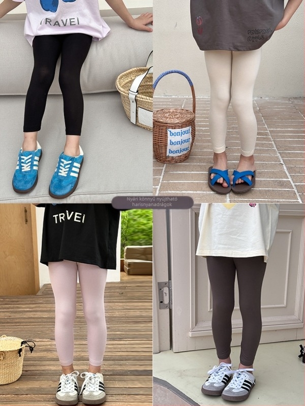 Elmo Beibei lányoknak való leggings, gyermek koreai stílusú, nagy rugalmasságú, vékony, puha és kényelmes, karcsúsított, mindenhez illő nadrág nyárra