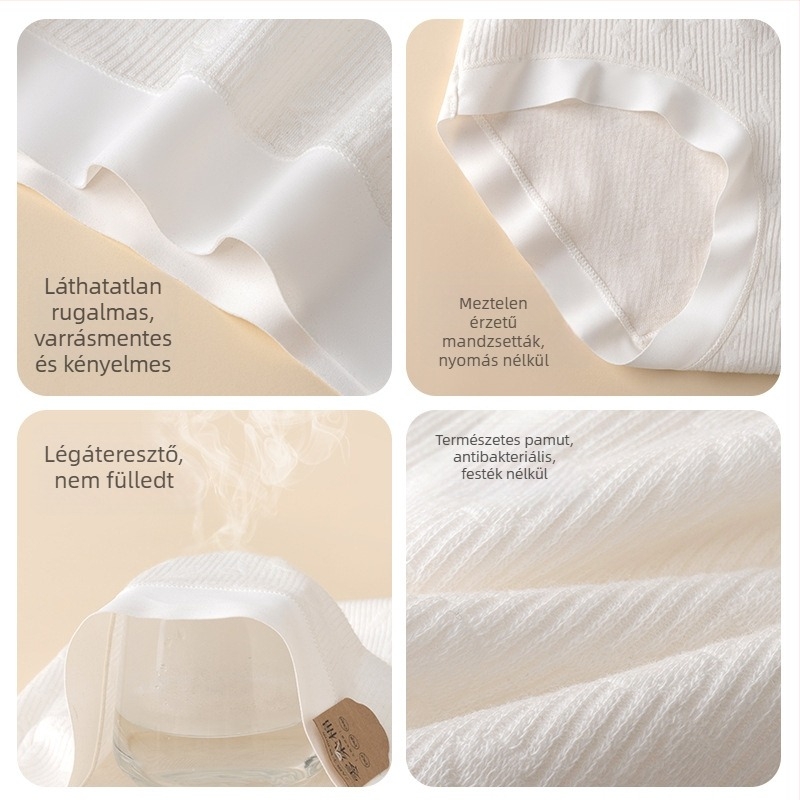 Várandós női bugyi Női magas derekú, hasizmás, csípőemelő, tiszta pamut, festetlen, nyers pamut, speciális bugyi terhességhez, bőrbarát, légáteresztő