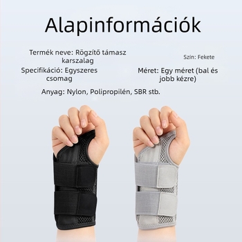 Csuklórögzítő férfiaknak és nőknek acéllemezes támasztékkal, légáteresztő csuklópánttal az ízületek rögzítéséhez és a tenyér védelméhez