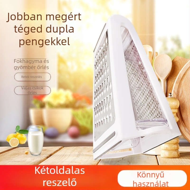 Multifunkcionális sajt- és vajreszelő konyhai eszköz Kétoldalas függőleges burgonyasajtreszelő zöldségekhez és gyümölcsökhöz