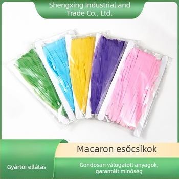 Gyári ellátás macaron eső selyem 1 * 2M születésnapi eső selyem függöny dekoráció party háttér dekoráció bojtos Macaron
