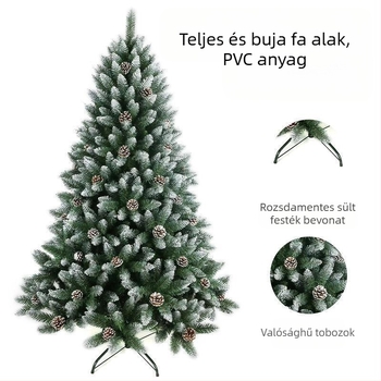 Hegyes, lapos fejű PVC spray fehér karácsonyfa piros tobozzal fenyőtoboz karácsonyfa titkosító fenyő karácsonyfadíszek padló