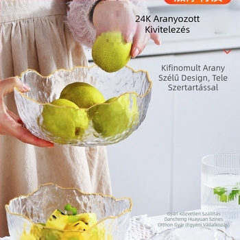 Kristályüveg gyümölcstányér, akadálymentesített luxus otthoni nappali dohányzóasztal, cukorkakiállítási tányérkosár, salátástál 2025 új gyümölcstányér