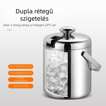 Gyárilag közvetlen rozsdamentes acél 304 anyagú kétrétegű KTV jégvödör hordozható sörös pezsgővödör bár borosvödör