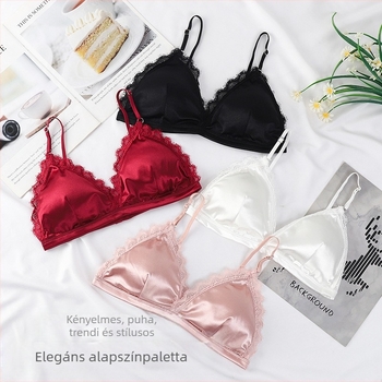 Francia stílusú, puha, csipkés, háromszög alakú, gyönyörű hátú, pánt nélküli, merevítő nélküli melltartó lánynak, állítható vállpántokkal, egysoros, csatos, átköthető melltartó mellvédővel