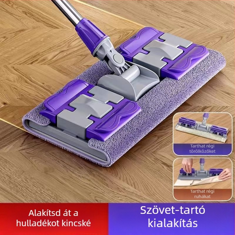 Lapos felmosórongy háztartási, lusta, cserélhető felmosórongy száraz és nedves, kettős felhasználású, egyfelmosós, tiszta, kéz nélküli lapos felmosórongy