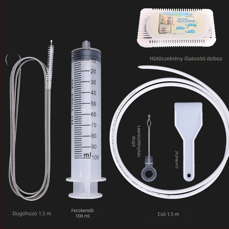 Hűtőszekrény lefolyólyuk kotrókefe tisztítóeszköz hideg helyiség lefolyócső víz jég elzáródás tisztító kotró